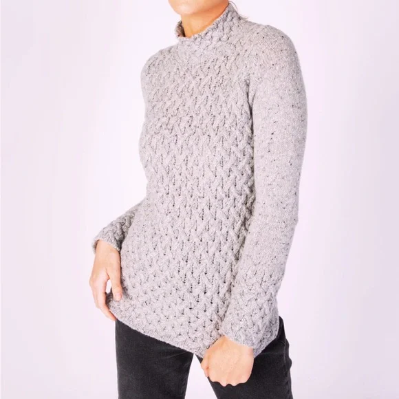 Lavender Skyline Grey Wool Cashmere Cable Knit Trellis Sweater Brand New w/Tags - Picture 5 of 14